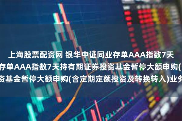 上海股票配资网 银华中证同业存单AAA指数7天持有期: 银华中证同业存单AAA指数7天持有期证券投资基金暂停大额申购(含定期定额投资及转换转入)业务的公告